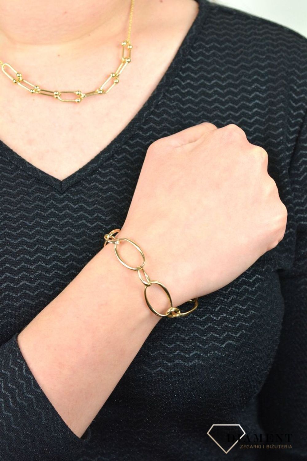 Złota bransoletka owalne, gładkie ogniwa DIA-BRA-GA 290--585.ddcdx.jpg